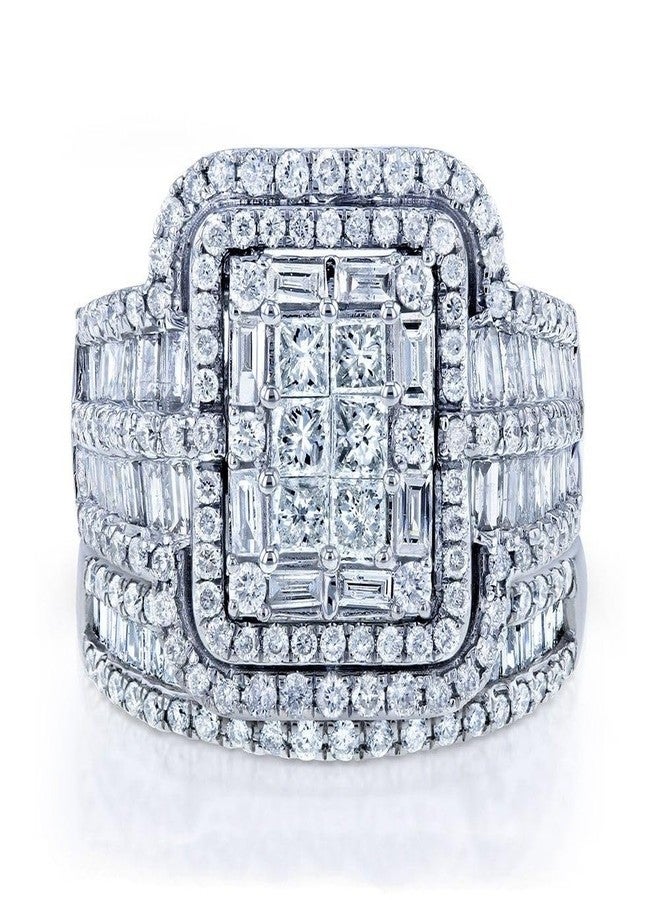 EUJHRTM 925 Sterling Silver Wedding Set, 3ct Cut Cubic Zirconia Halo Ring, Foldable Wedding Set, Eternal Engagement Ring, Size 7, ZY-PU139-Y3 - Image 1